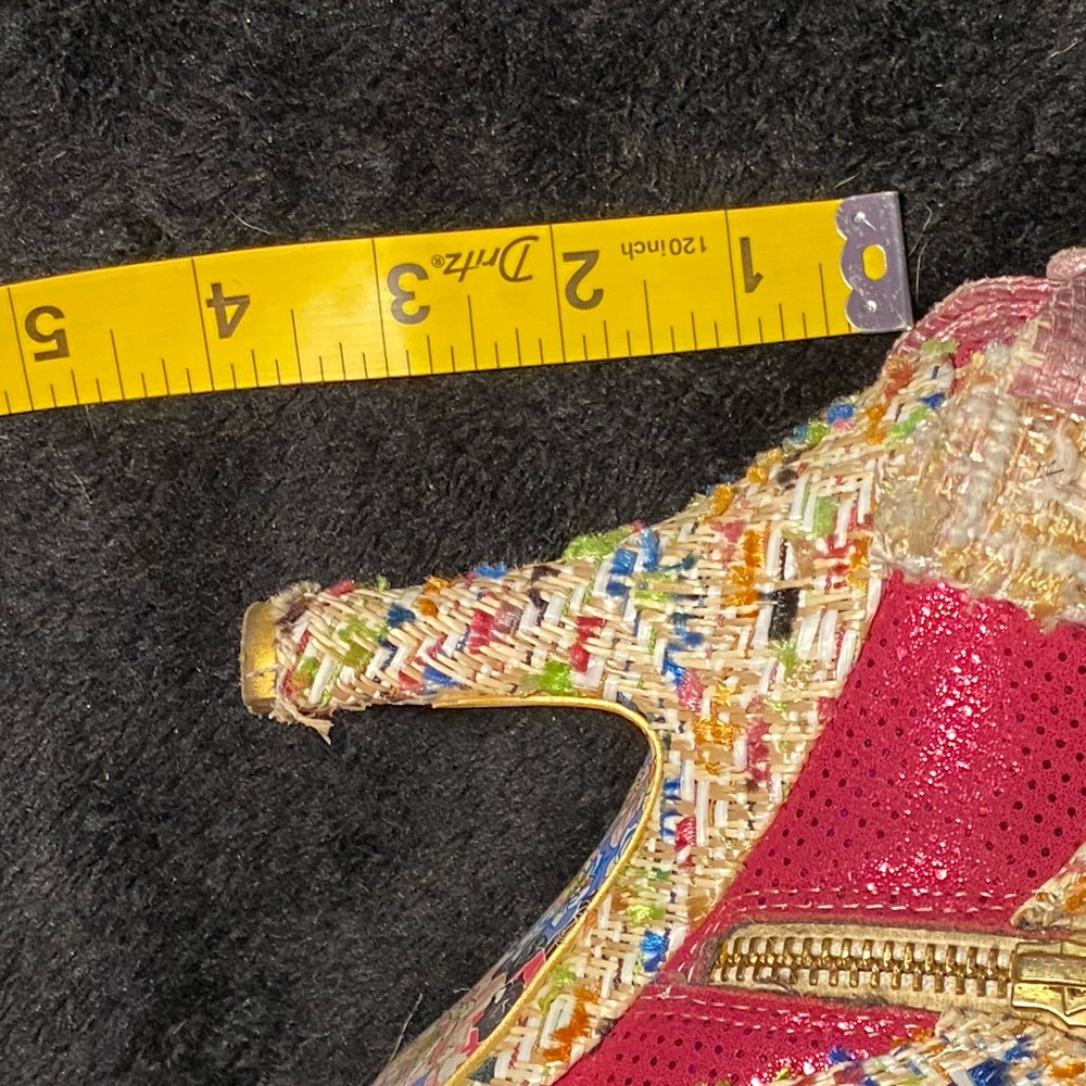 Irregular Choice”Baby Beauty”pink/multi tweed booties,back bow, original box,7.5 - Picture 9 of 11